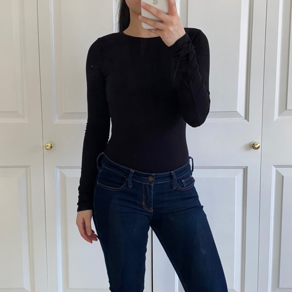 TIMELESS - Black Round Neck Ribbed Classic Basic Bodysuit - Picture 3 of 8